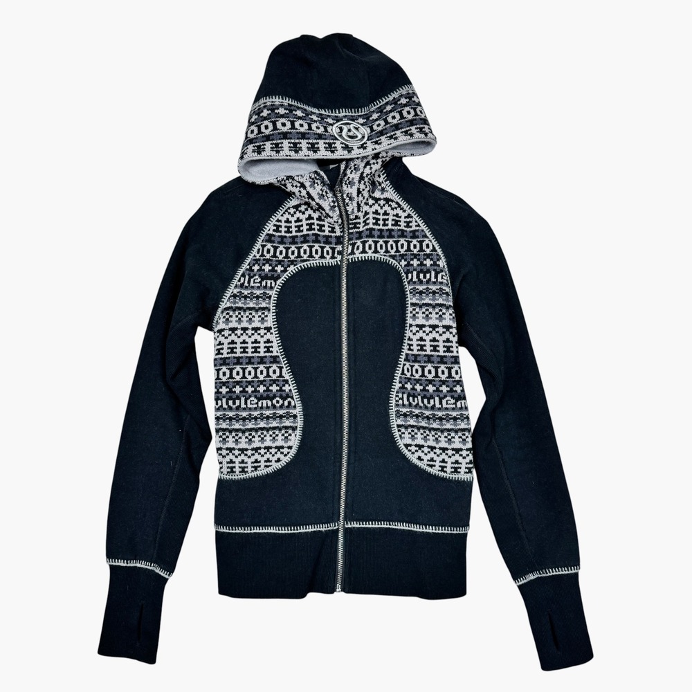 Lululemon Scuba Hoodie Special Edition 6 Black Fair Isle Full Zip Heavy Jacket